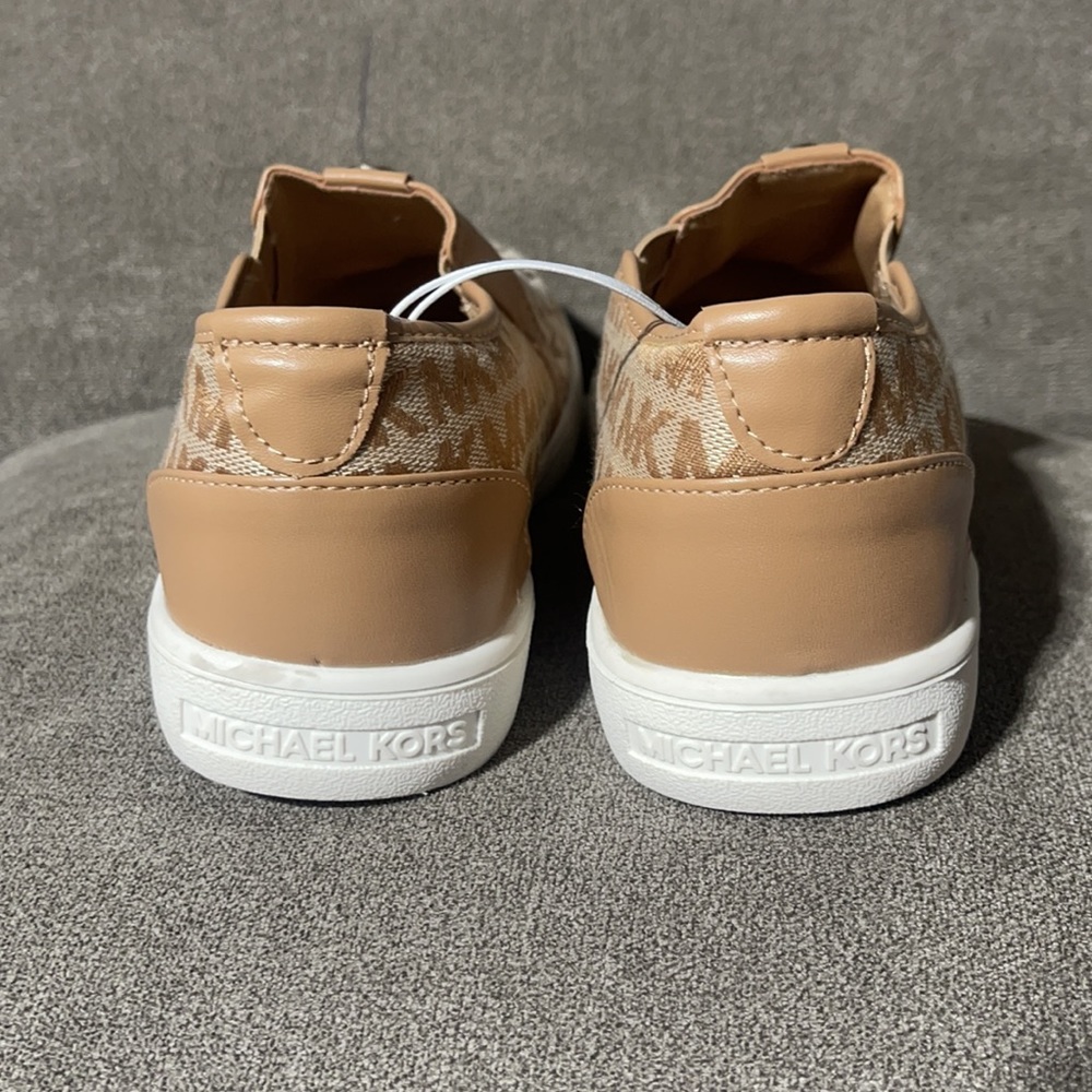 Michael Kors Noa Tan Slip On Monogram Shoes - Picture 4 of 9
